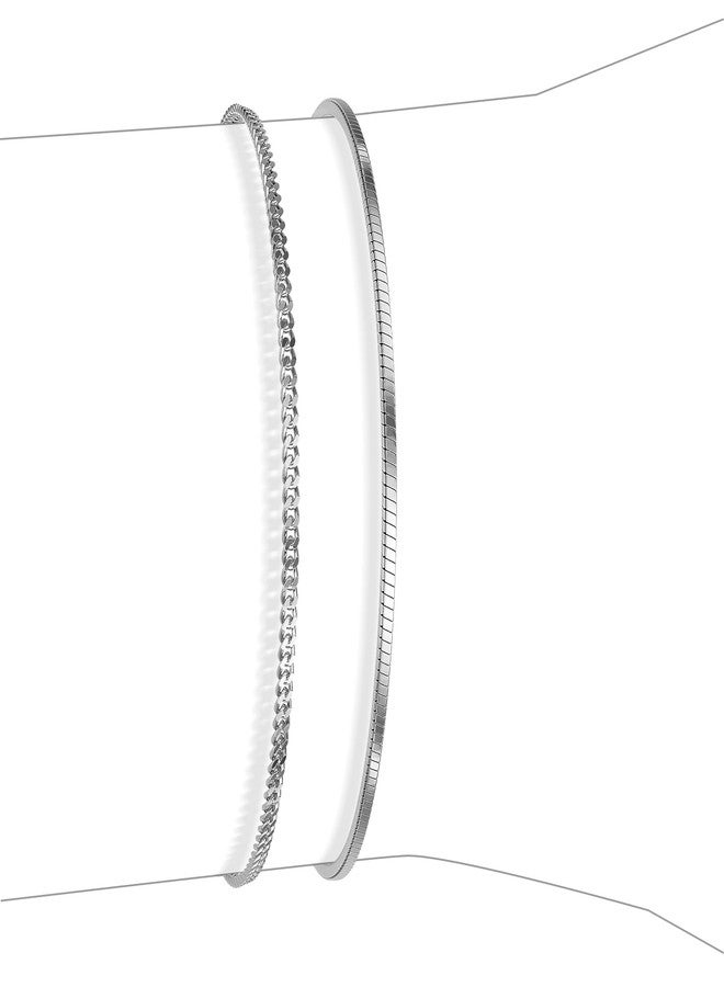 Moodear Dainty Mens Bracelet Set - Thin Stackable 925 Sterling Silver Cuban Link Snake Chain Trendy 7In Mens Bracelets Jewelry - Image 1